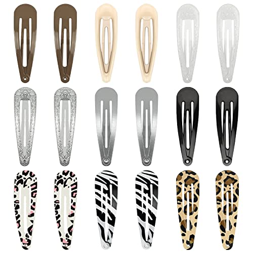 18pcs Snap Hair Clips for Women Girls, 2 Inch Metal Hair Clips for Thin Hair, No Slip Metal Barrettes Rustproof Hair Sna