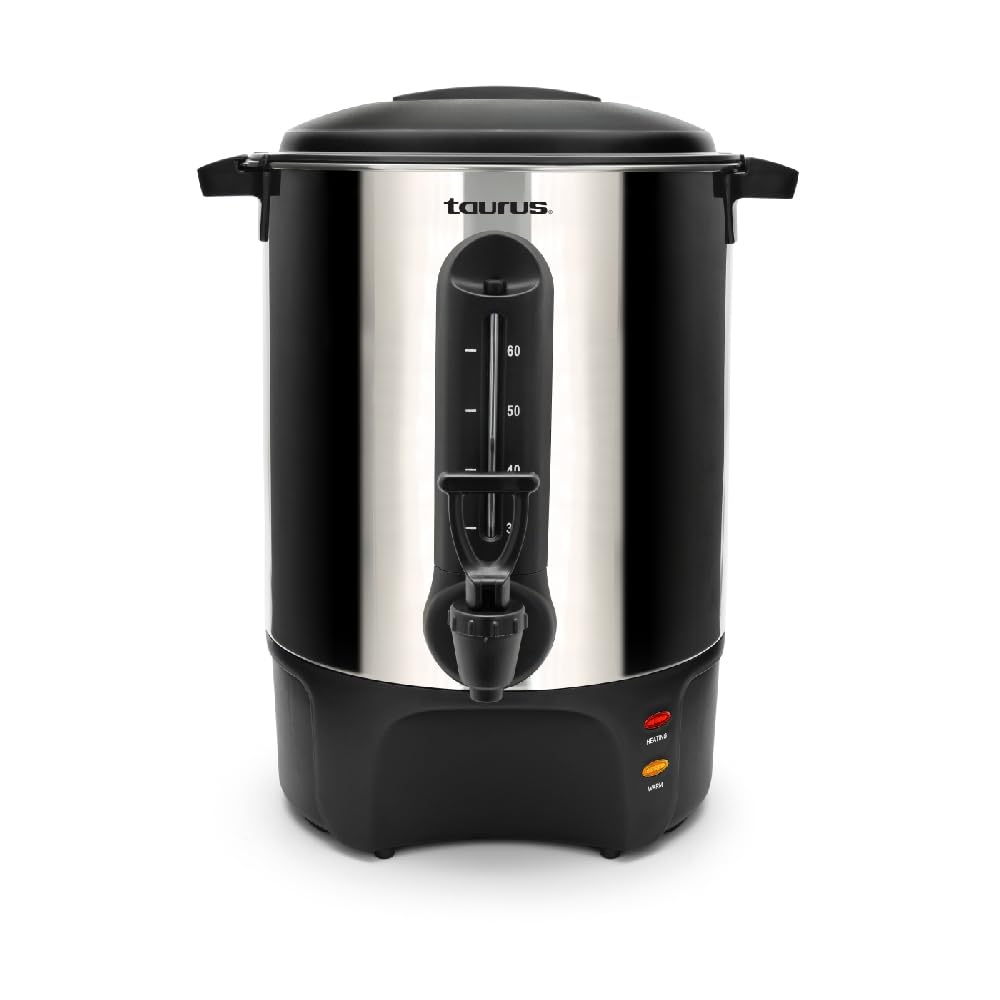 Taurus Coffee Station 60 – 60-Cup (10 L / 338 fl oz) Stainless Steel Coffee Percolator, Commercial Coffee Urn, Fast Brewing, Reusable Basket Filter, Perfect for Restaurants, Offices &amp; Events
