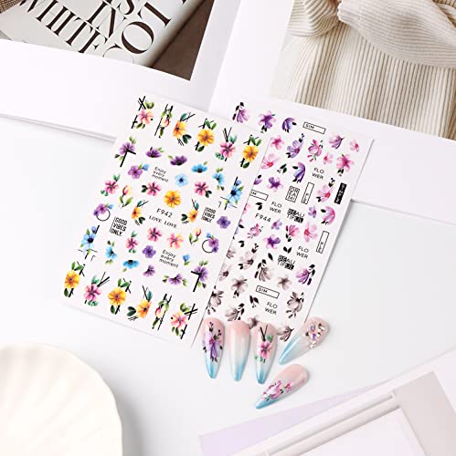 10 Sheets Flower Nail Art Stickers Decals 3D Self-Adhesive Charming Tropical Plants Mandala Leaf Decals Spring Nail Stickers Nail Art Decorations For Women Girls #TOP2