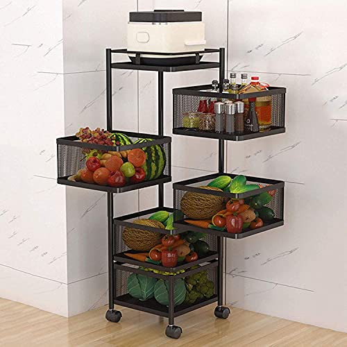 Estante de frutas de cocina giratorio y organizador de piso multinivel 2