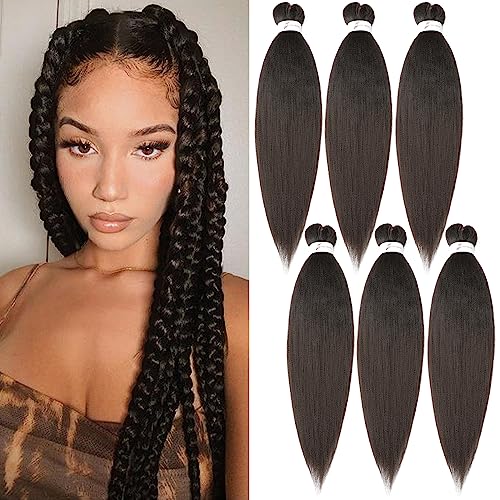 Pre-Stretched Braiding Hair ShowJarlly Hair African Braid Extension 6Packs/Lot Knotless Braiding Hair Extensions Hot Water Setting Crochet Braids Braiding Hair (30inch,4#)