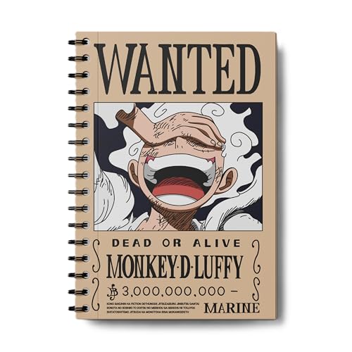 Image of One Piece Monkey D Luffy Wanted Wiro Journal Notebook | 80 gsm Paper With 350GSM Hard Cover | Unruled | Pages - 160 | A5 Size | Wiro Binding | Versatile for School, Home & Office