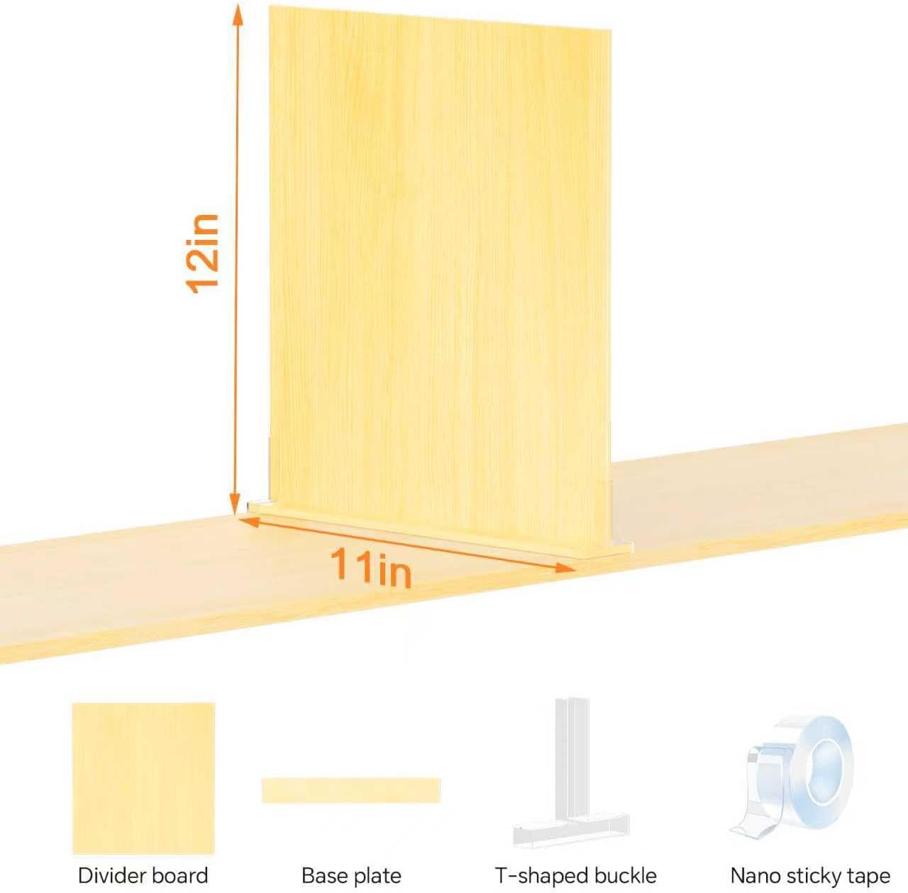 10 Pcs 12 Inches (Extra High) Wooden Shelf Dividers Adjustable Purse Bag Clothes Organizer for Closet Shelf and Countertop(10, 11 * 12 inches)