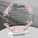 Yopyame Spanish Mom Birthday Gifts - Regalos para Mamá Acrylic Plaque Sign for Office Desk Decor Keepsake Paperweight Gifts for Mom from Daughter Son in Spanish Mother’s Day Christmas Valentines Gift