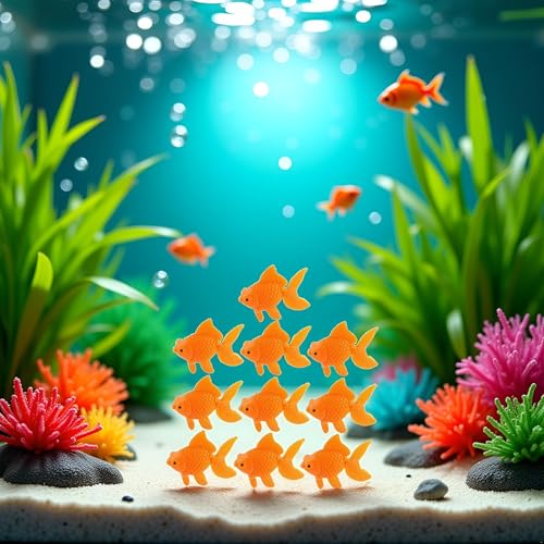 Image of 10Pcs Orange Aquarium Fish Bowl Tank Artificial Floating Plastic Decor Goldfish Ornament Fish Tank Decoration Aquarium Decor Thematic Ornaments