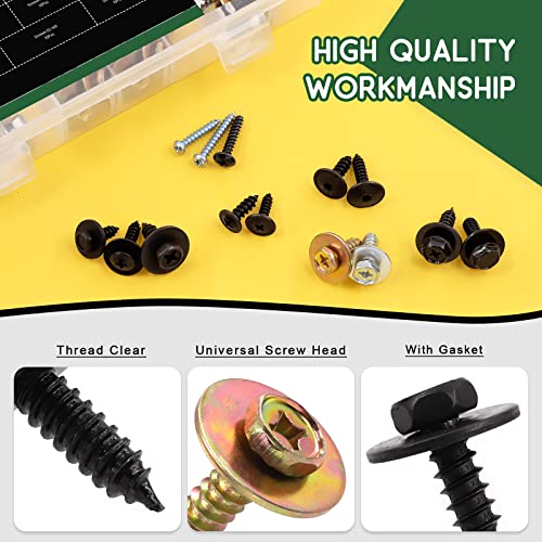 Keadic 160Pcs 14 Kinds Metal Car Self Tapping Screw Bolt Assortment Kit With Truss/Wafer/Hex Head Sems Screws Bumper Cover Washers Fender Liner Splash Compatible With Gm Ford Porsche Toyota #TOP3
