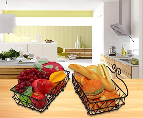 Izlif 2-Tier Fruit Basket Metal Fruit Bowl Bread Baskets Detachable Fruit Holder Kitchen Storage Baskets Stand - Screws Free Design For Fruits Breads Vegetables Snacks #TOP4