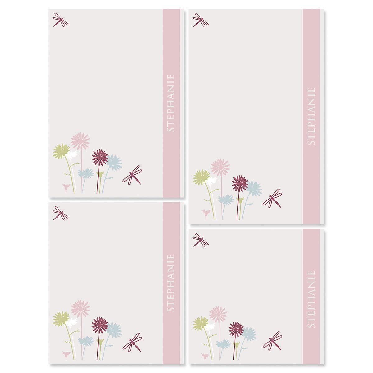 Current Pastel Dragonfly Personalized Notepads – Set of 4, 100-Sheet Pads, Various Sizes, Memo Pad, Shopping List, To-Do Notes, Office Organizer