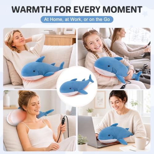 Image of Shark Heating Pad for Period Cramps USB Power Heated Plush Stuffed Animal