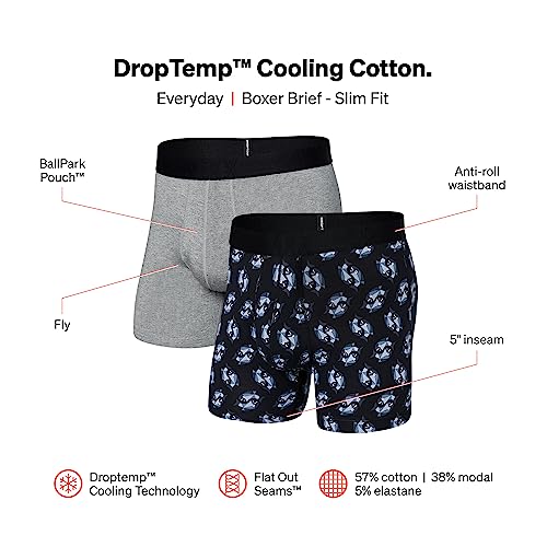 SAXX Underwear Co. Men's Droptemp Cooling Cotton Boxer Brief Fly 2pk, Core4