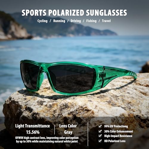 Image of Polarized Sports Sunglasses for Men Women,Driving Fishing | UV400 Protection Anti-Glare Lens, Wrap Around Sunglasses for Cycling,Hiking,Golf & Outdoor Sports Unbreakable Frame