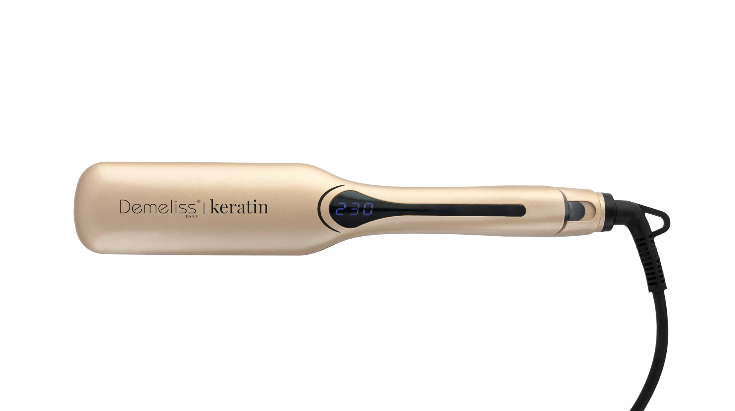 Demeliss Saint Algue Plancha Kera-GOLD XL – Placas anchas de queratina – 14 temperaturas, pantalla digital – Cable giratorio 360° – Suavizado profesional – Apto para todo el cabello – Pantalla digital
