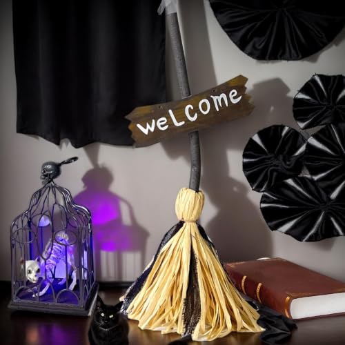 Balai de sorcière Halloween animé et réaliste pour décoration de maison hantée