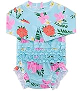 uideazone Baby/Toddler Girls Rash Guard Swimsuit Long Sleeve One Piece Swimwear UPF 50+ Sun Prote...