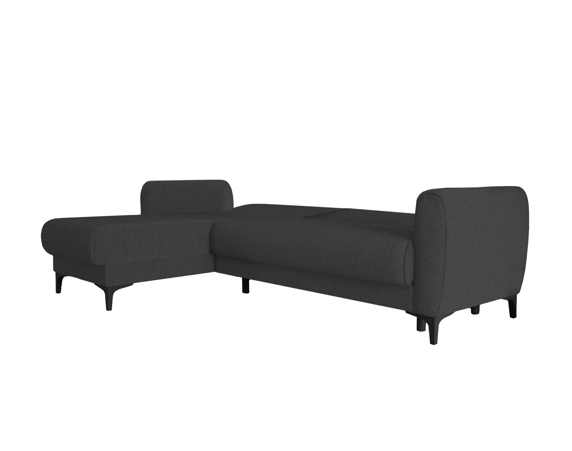 Dmora - Divano Letto con penisola Angel, Divano ad Angolo Reversibile, Sofà Contenitore Moderno con Chaise Longue e 3 Cuscini, 230x153h85 cm, Antracite