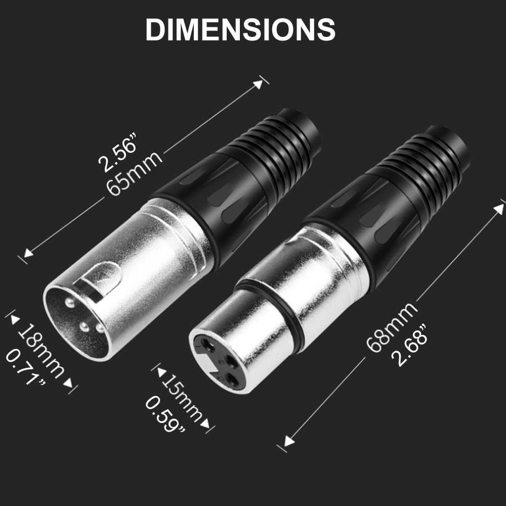Greluma 8 Pièces Connecteurs XLR 3 broches, 4 paires de connecteurs XLR mâle/femelle, prise de câble micro, prise audio microphone