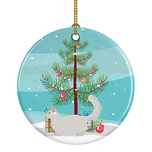 Caroline's Treasures Munchkin #2 Cat Merry Christmas Ceramic Ornament Christmas Tree Hanging Decorations for Home Christmas Holiday, Party, Gift, 3 in, Multicolor
