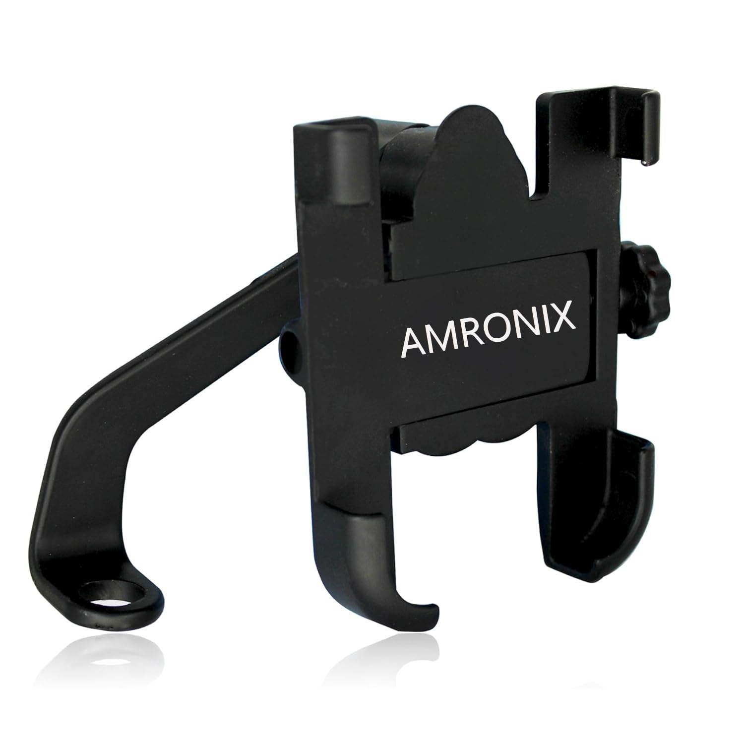 Amronix Mobile Holder for Bikes 360° Rotation, One Click Locking, Anti Shake, Firm Gripping Cradle Clamp for Maps and GPS Navigation, Anti Vibration, Mobile Stand for Bike and Scooty (Mirror Fitting)