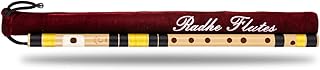 Radhe Flutes C Natural Right Handed Middle Bansuri Black and Yellow Tuned with Tanpura A=440Hz PVC Flute + Velvet Cover Hindi and English Flute Teaching