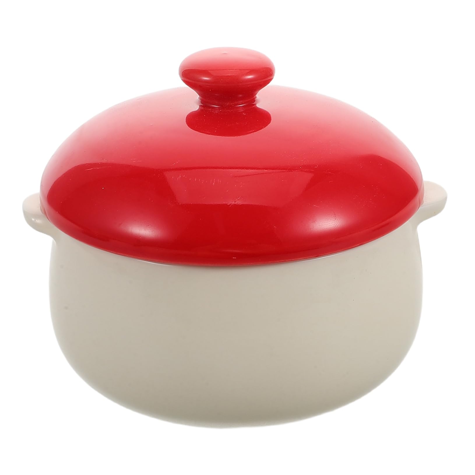 PRETYZOOM Ceramic Double Eared Bowl with Lid Versatile Snack Yogurt and Sauce Container Compact Design for Easy Handling and Cleaning Bright Tableware for Daily Use