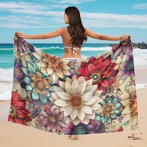 JEOCODY Womens Swimsuit Cover Up Casual Long Beach Sarong Wrap Skirt Soft Bathing Suit Cover Up4