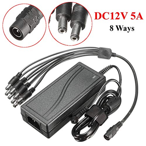 XiaoMall DC12V 5A Monitor Power Adapter For Camera Radio LED PC + 8 Way Power Splitter Cable