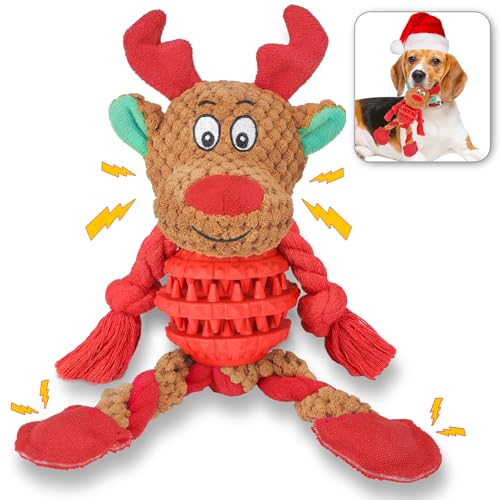 Frbyvad Quietschendes Hundespielzeug Weihnachten Geschenke, Plüsch Welpenspielzeug & interaktives Hundespielzeug für kleine und große Hunde, langlebiges Kauspielzeug für Hunde gegen Langeweile.