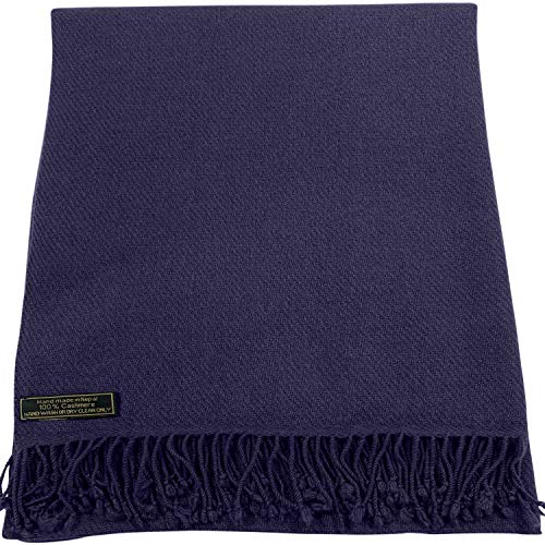 CJ Apparel Indigo Blue Midnight Blue 100% Cashmere Shawl Pashmina Scarf Wrap Stole Head Wrap Hand Made in Nepal New2
