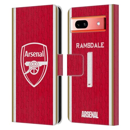 Head Case Designs Officially Licensed Arsenal FC Aaron Ramsdale 2023/24 Players Home Kit Leather Wallet Case Compatible with Google Pixel 7a