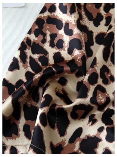 Image of SHENHE Women's 2 Piece Satin Pajama Set Leopard Short Sleeve Button Down Pj Shorts Set