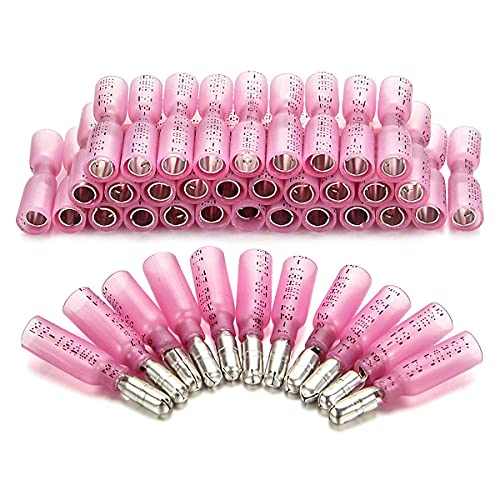 EEEkit 100pcs Heat Shrink Bullet Connectors, Female & Male Bullet Butt Terminals Insulated Wire Splice Connectors Kits Waterproof Electrical Marine Crimp Automotive Connectors 3 Colors 3 Sizes