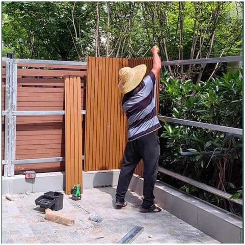 Privacy Garden Fence, Outdoor Wood Plastic Composite Slatted Barrier for Apartments, Parks, and Patios - Durable, Weather-Resistant, Stylish Privacy Solution