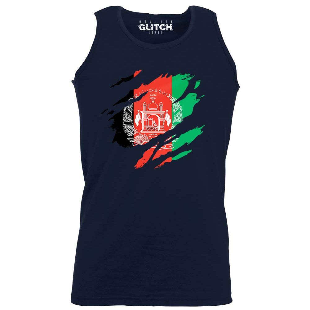 Reality Glitch Men's Navy Blue Torn Afghanistan Flag Vest (, M)