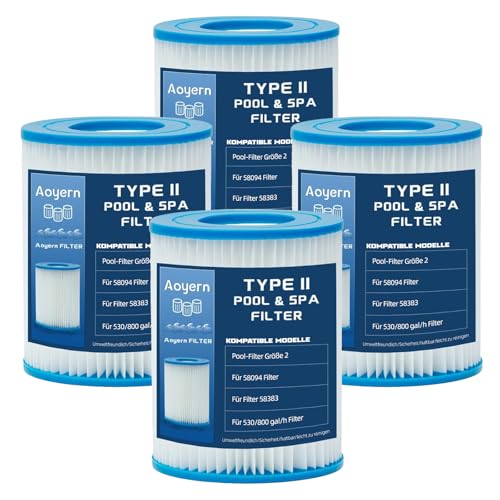 Aoyern Lot de 4 filtres Taille 2 pour 58383 - pour Filtre de Piscine pour 58383