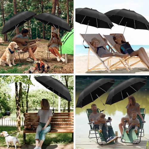 Image of 2 PACK Beach Umbrella with Clamp, 360 Adjustable Umbrellas for Chair, UPF50+ Umbrella for Beach Chair, Patio Chair, Wheelchair, Camping Chair, Golf Carts (Chair Not Included)