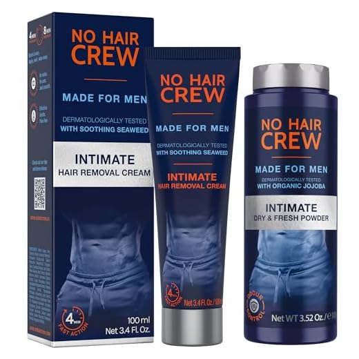 No Hair Crew | Intimate Bundle | Includes Hair Removal Depilatory Cream for Men and Dry & Fresh Body Powder for Sweat and Odor Control