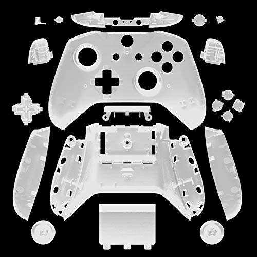 Image of WPS Matte Case Housing Full Shell Set Faceplates + ABXY Buttons + RB LB Bumpers + Right /Left Rails for Xbox One S Slim (3.5 mm Headphone Jack) Controllers (Transparent Clear)