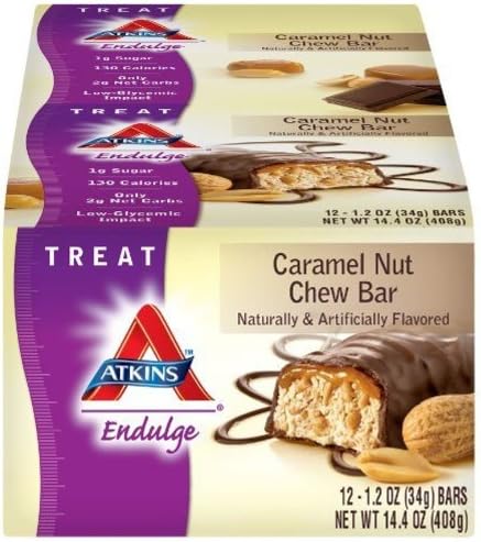 Atkins Endulge Bars, Caramel Nut Chew, 1.2-Ounce Bars, 12 Count