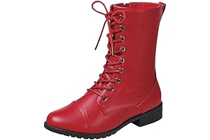 Botas rojas de mujer con puntera redonda y cordones militares, botines de...