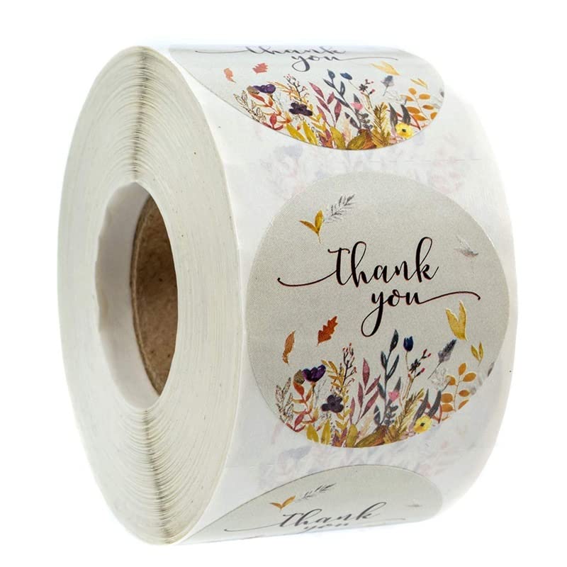 Merci stickers scellants ronds 500 pièces, étiquettes autocollantes au motif automne floral