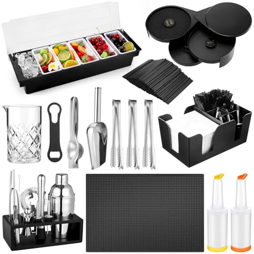 Mifoci 28 Pcs Bartender Kit, Garnish Tray for Bartenders with