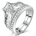 Womens Wedding Engagement Bands Ring Sets 18K White Gold Plated Princess Cut Eternity Solitaire CZ Crystal Best Anniversary Promise Rings Size 7