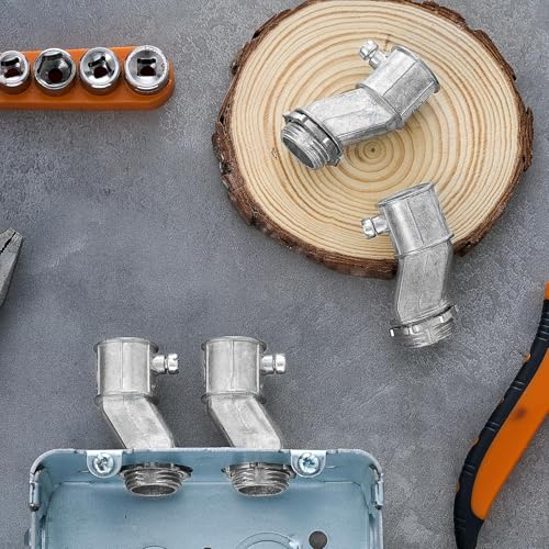 Image of Relaxweex 4 Pack Emt to Box Offset Connector with Set Screw and Lock-nut Conduit Fittings for Electrical Fittings Galvanized Steel Emt Conduit Screw Connector(1 /2inch)