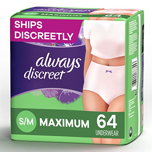 Always Discreet Incontinence & Postpartum Incontinence Underwear for Women, Small/Medium, ...