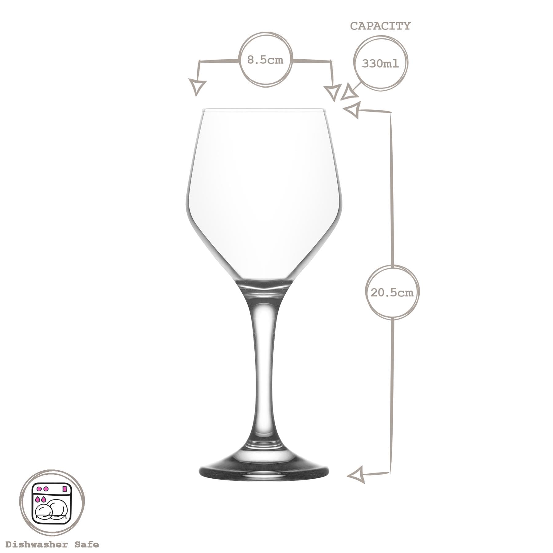 LAV Lot de 12 Verres à vin Blanc Ella Transparents de 260 ML – Petit Verre Lavable au Lave-Vaisselle pour Mariage Noël fête d'anniversaire Verres à Boire Coffret Cadeau