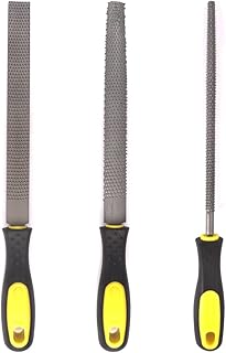LWCUSNJ 3 Pieces File Set,Heavy Duty 8“ Steel File and Rasp Set with Rubber Handles,for Woodwork, Metal, Leather and Plastic