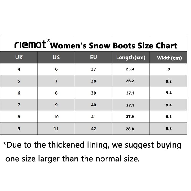 riemot Wasserdicht Schneestiefel Warme Winterstiefel Damen Gefüttert Winterschuhe Winter Rutschfest Stiefel Damen Outdoor Wanderschuhe Trekkingschuhe Winter Boots Damen Schwarz 39 EU