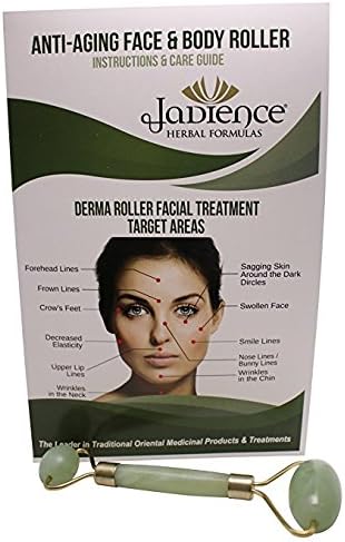 JJ ELLIE Jade Stone Roller, Face Roller, 100% Natural Jade, Anti Aging, Face, Eye and Neck Massage Skin Care - Rejuvenating Facial Therapy Tool, Double Head Rollers – Includes Instruction Guid