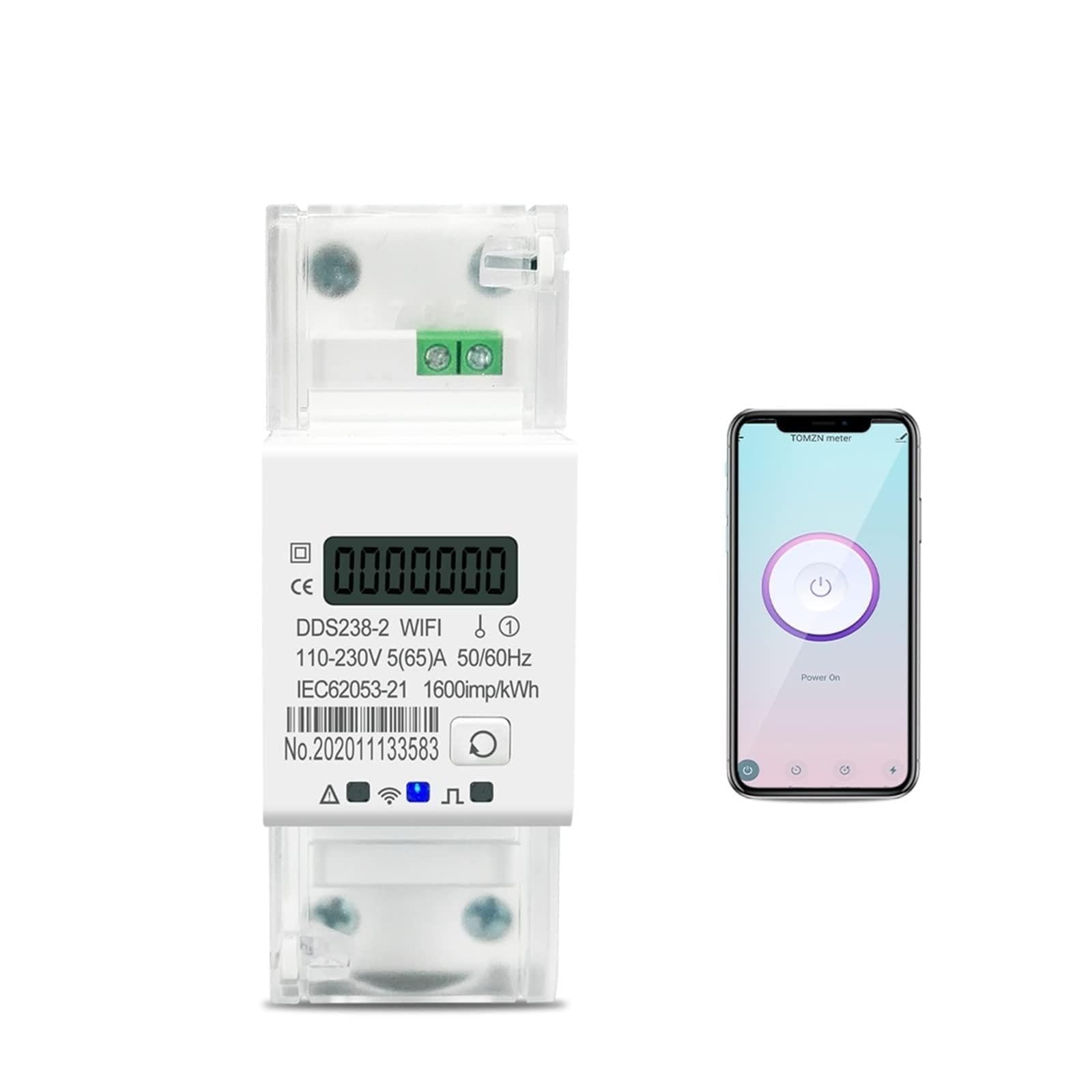 Medidor De Consumo Electrico, Tuya Monofásico DIN Rail Medidor de energía Inteligente Temporizador Monitor de Consumo de energía KWh Metro Wattmeter 50 / 60Hz, Fácil de Instalar