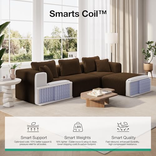 Image of Novilla 177 inch Modular Sectional Sofa, U Shape Extra Large Sectional Couch, Modern Cloud Design with SmartS Coil Support, Boneless Sectional Couch for Living Room Apartment, No Assembly Required, Brown